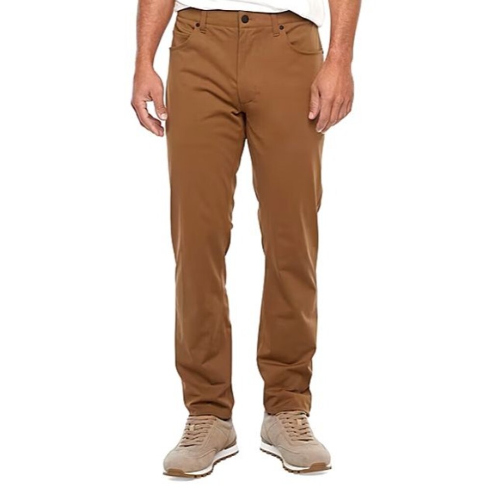 Stylus Mens Pants 5 Pocket Slim Fit Flat Front Sepia Brown Size 38x30